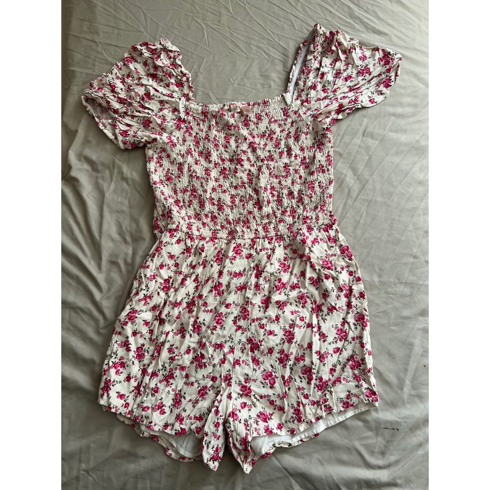 Willow & Root Floral Smocked Puff Sleeve Romper M Cottagecore
